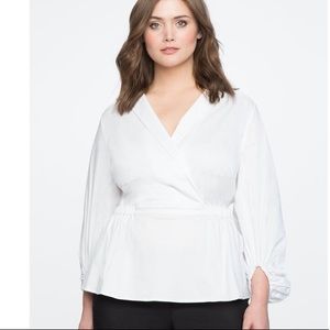 Eloquii Wrap Front Puff Sleeve Top